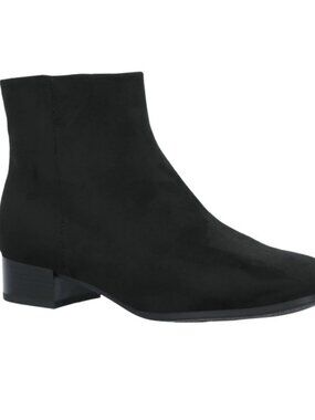 NEW Time and Tru Women's Faux Suede Black Ankle Boots - Shoe Size 8W